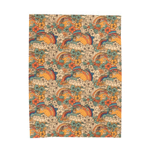Load image into Gallery viewer, Soft Floral Rainbow Earthy Velveteen Plush Blanket