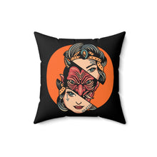 Load image into Gallery viewer, Traditional Tattoo Lady Devil Devil Inside Spun Polyester Square Pillow, Tattoo Home Decor, Alternative Style