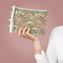 Load image into Gallery viewer, Vegan Leather Blue Stay Trippy Rainbow Clutch Bag