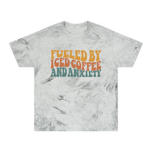 Load image into Gallery viewer, Fueled By Coffee and Anxiety Unisex Color Blast T-Shirt