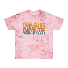 Load image into Gallery viewer, Fueled By Coffee and Anxiety Unisex Color Blast T-Shirt