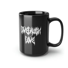 Load image into Gallery viewer, Metalhead Font Live Laugh Love Black Mug, 15oz