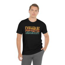 Load image into Gallery viewer, Fueled By Iced Coffee And Anxiety Unisex Jersey Short Sleeve Tee