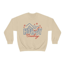 Load image into Gallery viewer, Howdy Cowboy Neon Sign Unisex Heavy Blend Crewneck Sweatshirt