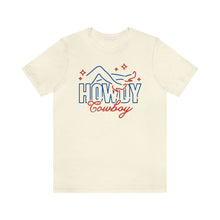 Load image into Gallery viewer, Howdy Cowboy Neon Sign Unisex Jersey Short Sleeve Tee