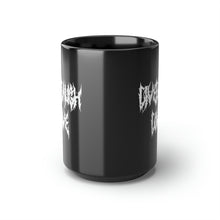 Load image into Gallery viewer, Metalhead Font Live Laugh Love Black Mug, 15oz