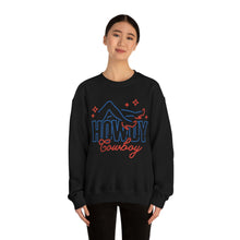 Load image into Gallery viewer, Howdy Cowboy Neon Sign Unisex Heavy Blend Crewneck Sweatshirt