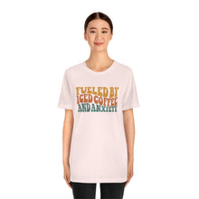 Load image into Gallery viewer, Fueled By Iced Coffee And Anxiety Unisex Jersey Short Sleeve Tee