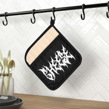 Load image into Gallery viewer, Cheese Metalhead Gift, Blackmetal font, Metalhead Humor Pot Holder with Pocket