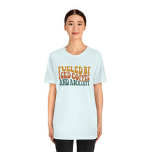 Load image into Gallery viewer, Fueled By Iced Coffee And Anxiety Unisex Jersey Short Sleeve Tee