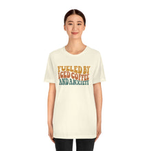 Load image into Gallery viewer, Fueled By Iced Coffee And Anxiety Unisex Jersey Short Sleeve Tee