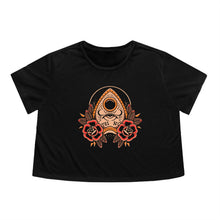 Load image into Gallery viewer, Ouija Planchette Witchy Women's Flowy Cropped Tee