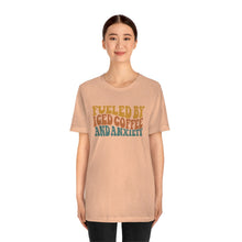 Load image into Gallery viewer, Fueled By Iced Coffee And Anxiety Unisex Jersey Short Sleeve Tee