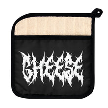 Load image into Gallery viewer, Cheese Metalhead Gift, Blackmetal font, Metalhead Humor Pot Holder with Pocket