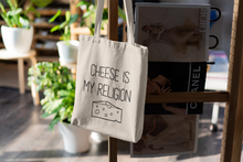 Load image into Gallery viewer, Cheese Is My Religion Funny Tote Bag