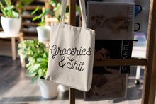 Load image into Gallery viewer, Groceries And Shit Funny Canvas Tote Bag