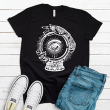 Load image into Gallery viewer, Crystal Ball Tarot Witch Graphic Tee Unisex Graphic Tee Shirt