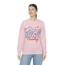 Load image into Gallery viewer, Howdy Cowboy Neon Sign Unisex Heavy Blend Crewneck Sweatshirt