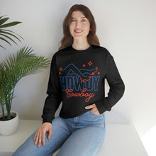 Load image into Gallery viewer, Howdy Cowboy Neon Sign Unisex Heavy Blend Crewneck Sweatshirt