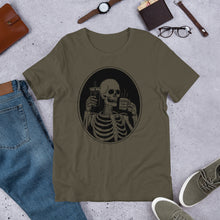 Load image into Gallery viewer, Death Before Decaf Skeleton Short-Sleeve Unisex T-Shirt