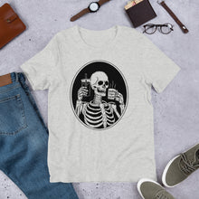 Load image into Gallery viewer, Death Before Decaf Skeleton Short-Sleeve Unisex T-Shirt