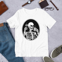 Load image into Gallery viewer, Death Before Decaf Skeleton Short-Sleeve Unisex T-Shirt