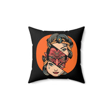 Load image into Gallery viewer, Traditional Tattoo Lady Devil Devil Inside Spun Polyester Square Pillow, Tattoo Home Decor, Alternative Style
