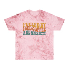 Load image into Gallery viewer, Fueled By Coffee and Anxiety Unisex Color Blast T-Shirt
