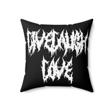 Load image into Gallery viewer, Live Laugh Love Metal Head, Punk, Metalhead Gift, Gothic Home Decor Spun Polyester Square Pillow
