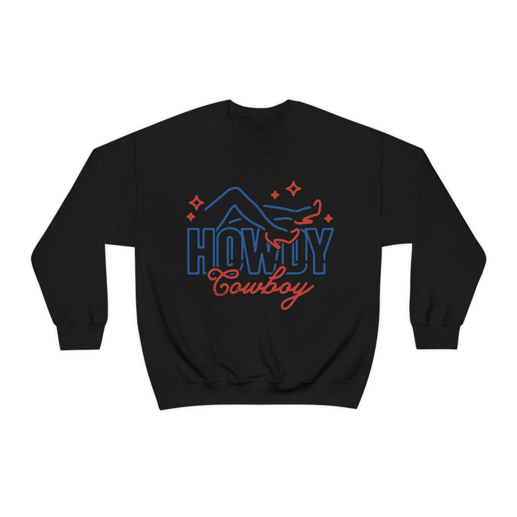 Howdy Cowboy Neon Sign Unisex Heavy Blend Crewneck Sweatshirt