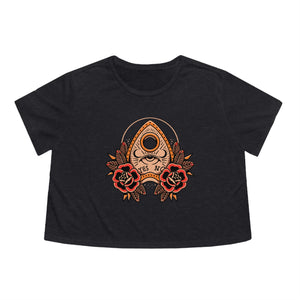 Ouija Planchette Witchy Women's Flowy Cropped Tee