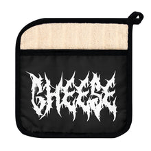 Load image into Gallery viewer, Cheese Metalhead Gift, Blackmetal font, Metalhead Humor Pot Holder with Pocket
