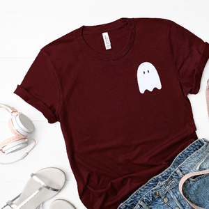 Cute Ghost Pocket Tee Halloween Spooky Season Shirt Unisex