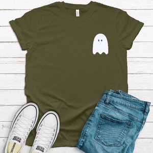 Cute Ghost Pocket Tee Halloween Spooky Season Shirt Unisex