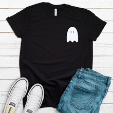 Load image into Gallery viewer, Cute Ghost Pocket Tee Halloween Spooky Season Shirt Unisex
