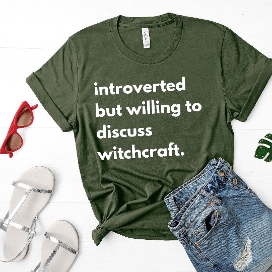 Introverted But Willing To Discuss Witchcraft Unisex Tee | Witch Witchy Woman Tees | Gifts for Women | Gifts for Men | Spiritual | Ouija