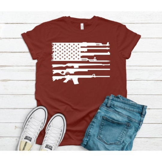 Gun Flag 2nd Amendment Fashion | Unisex Shirt | USA | American Flag | 2A