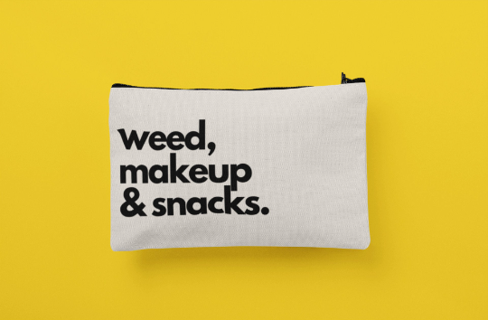 Weed, Makeup & Snacks Funny canvas Cosmetics Bag | Makeup Bag | stocking Stuffers | gifts for her | make up organizer | stash bag