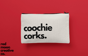 Coochie Corks Makeup and Tampon Bag, Zipper Pouch