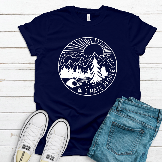 I Hate People Outdoorsy Camping Hiking Adventure PNW UNISEX Men and Womens Tee