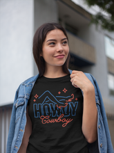 Load image into Gallery viewer, Howdy Cowboy Neon Sign Unisex Jersey Short Sleeve Tee
