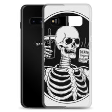 Load image into Gallery viewer, Death Before Decaf Skeleton Samsung Case | Cute Coffee Phone Case | Galaxy Case | S21 Case | Gothic Style Case
